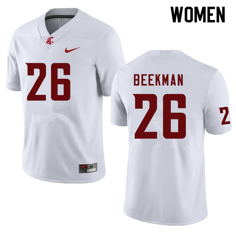 Women #26 Bryce Beekman Washington State Cougars College Football Jerseys Sale-White